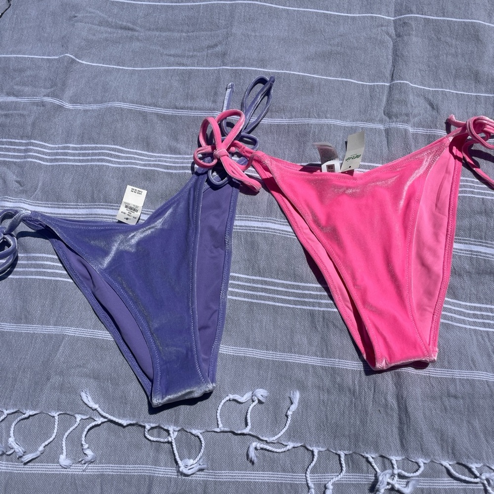 Pink and Purple Tie-Side Bikini Bottoms Set of 2 NWT!